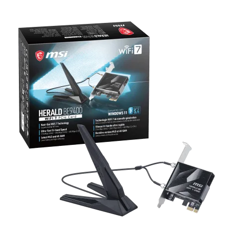 MSI Herald BE9400 WiFi 7 Carte PCIe — vue 2