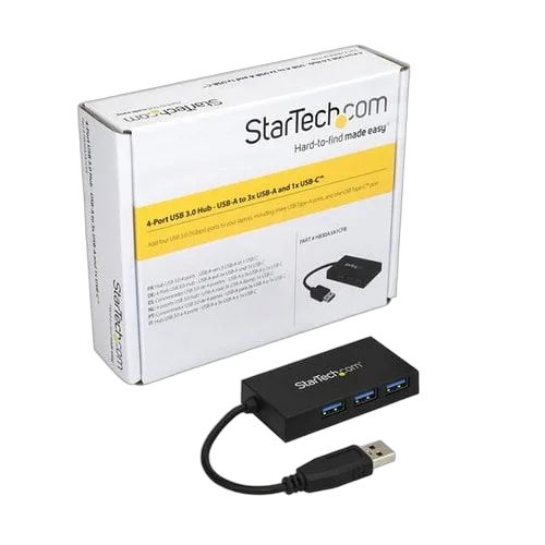 StarTech Hub USB 3.0 4 Port - 3x USB A & 1x USB C — vue 3