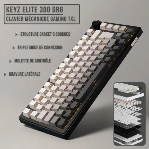 The G-LAB Keyz Elite 300 GRG 75% - Mécanique - Sans-Fil - RGB - Gris — vue 4