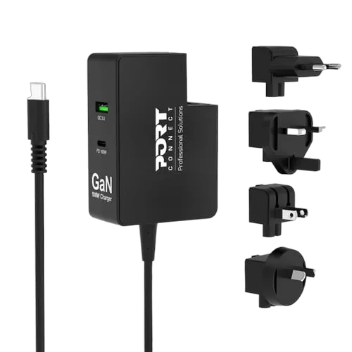 Chargeur international GaN USB-C 100W-2 ports-Noir
