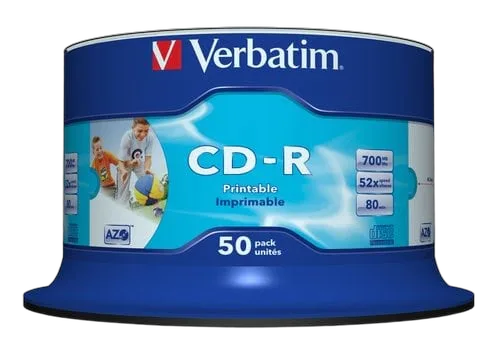 Verbatim CD-R/700MB 80Min 52x Print Wid 50pk Spin — vue 1