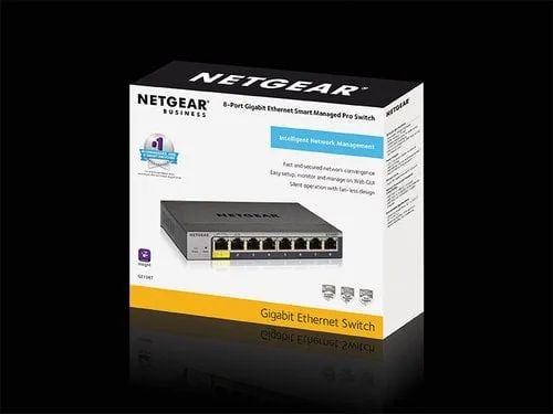 Netgear 8 Ports 10/100/1000Mbps Manageable GS108Tv3 — vue 3