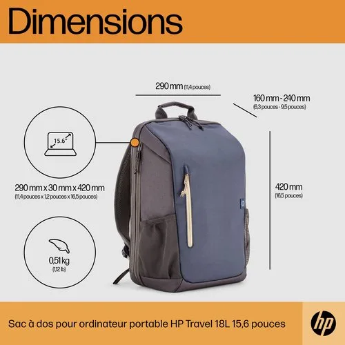 HP Travel 18L 15.6 Laptop Backpack — vue 4