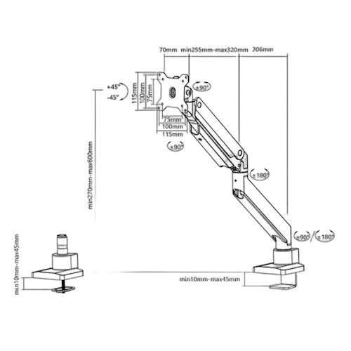 NewStar Desk mount 10-49" desk clamp WHITE Plus — vue 6