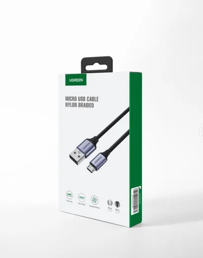 UGREEN Câble Micro USB Mâle vers USB 2.0 A Mâle Tressé Nylon - 480Mbps 2A - 1m - Noir — vue 2