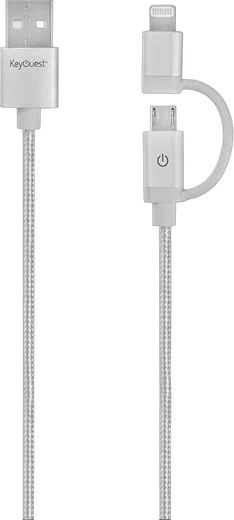KEYOUEST Câble USB/Lightning/Micro USB-B - 1.2m - Gris — vue 1