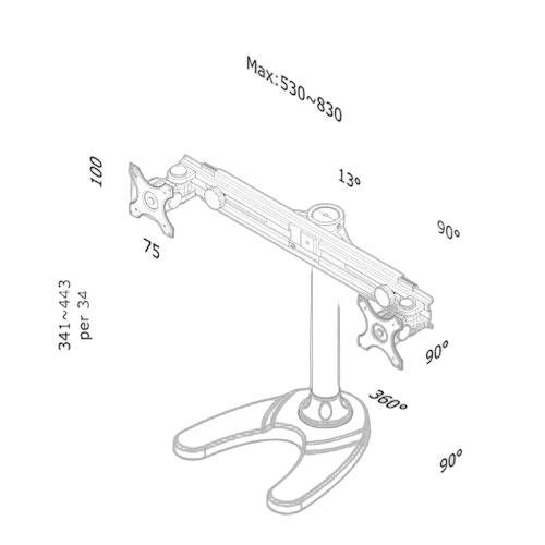 NewStar Desk Mount Stand Dual 10-30" BLACK — vue 3