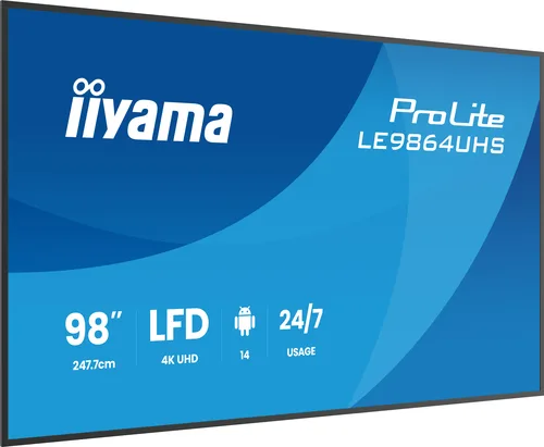 Iiyama LE9864UHS-B1AG - 98" 4K VA 6.5ms Adroid 14 OS iiShare Wifi — vue 2