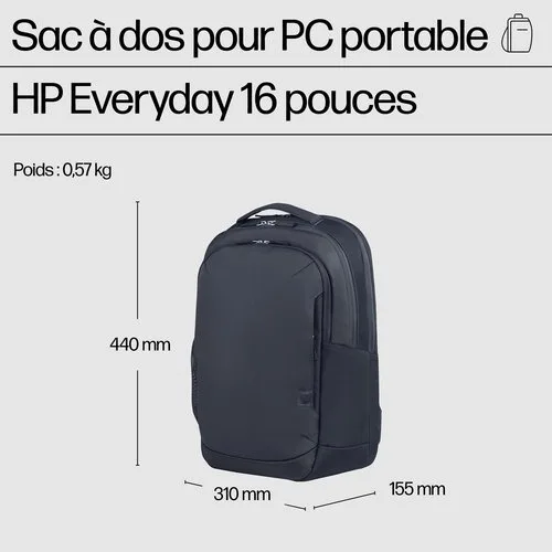HP Evday 16 Odyssey Gray Laptop Backpack — vue 4