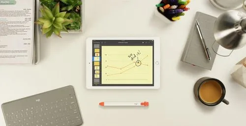 Logitech Crayon Orange, Blanc — vue 20