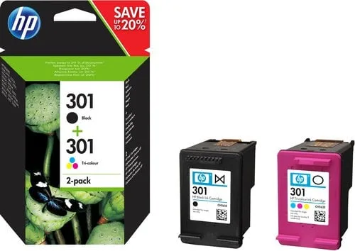 HP Cartouches 301 Noire+Cyan/Magenta/Jaune N9J72AE — vue 1