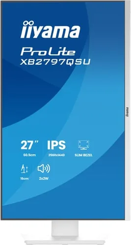 Iiyama Prolite XB2797QSU-W1 - 27" QHD 75Hz IPS 1ms Pivot Adaptive Sync — vue 2
