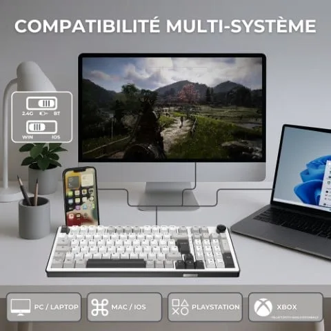 The G-LAB Keyz Elite 400 WG - Mécanique - Sans-Fil - RGB - Blanc/Gris — vue 9