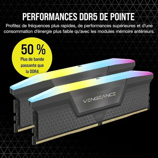 Corsair Vengeance RGB 32Go (2x16Go) DDR5 6000MHz — vue 2