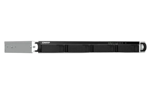 Qnap 1U 4-bay short depth 12" rackmount NAS — vue 3