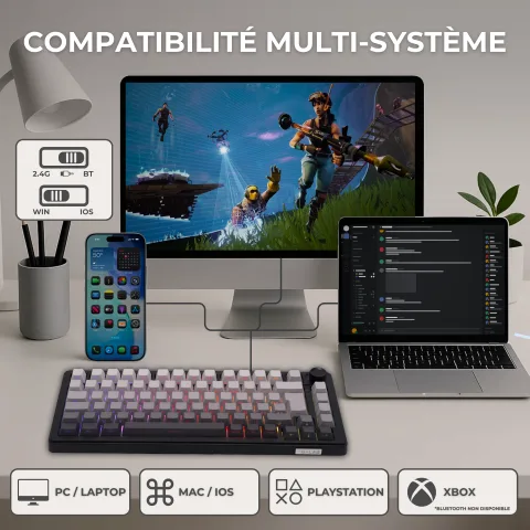 The G-LAB Keyz Elite 300 GRG 75% - Mécanique - Sans-Fil - RGB - Gris — vue 8