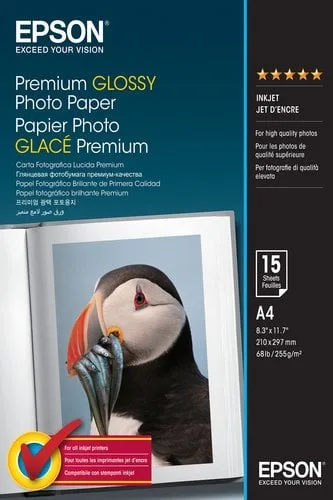 Epson Paper/Prem Glossy Photo A4 255gm2 15sh — vue 1