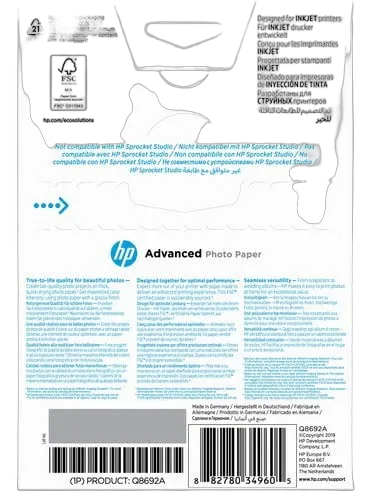 HP Paper Photo/Adv Glossy 10x15 bdl 100s — vue 3