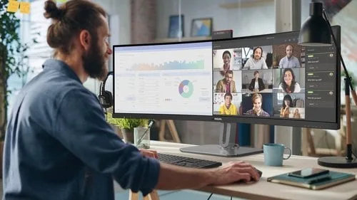 Philips 49B2U6900CH - 49" CURVE DQHD 75Hz Webcam USB-C Rj45 Adaptive Sync — vue 8