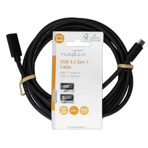 Nedis Câble USB-C 3.2 mâle/femelle - 60W - 2m - Noir — vue 1