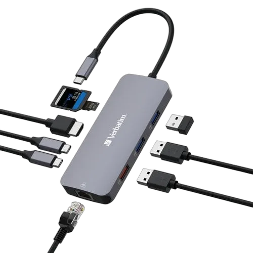 Verbatim USB-C Pro Multiport Hub 9 Port CMH-09 — vue 3
