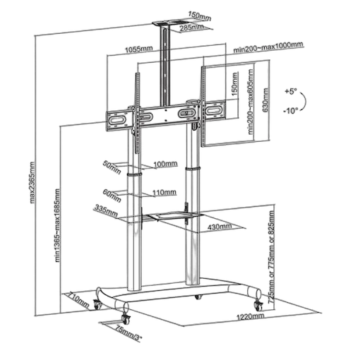 NewStar Mobile Flat Screen Floor Stand — vue 3