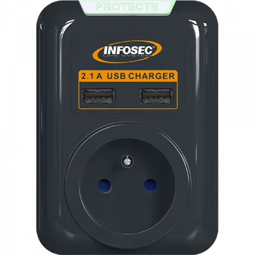 Infosec S1 USB NEO - 1 prise + USB — vue 3