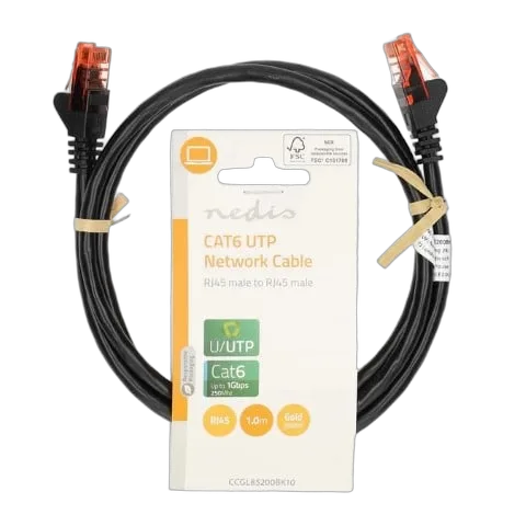 Nedis Câble RJ45 Cat6 U/UTP - 1m - Noir — vue 1