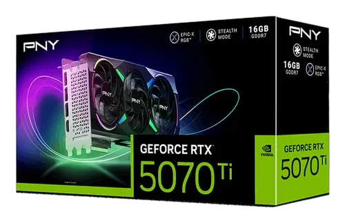 PNY RTX 5070Ti 16GB ARGB Overclocked Triple Fan, vue 1