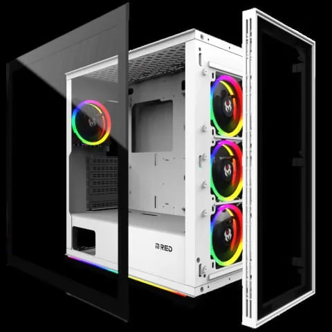 M.RED WHITE DESTROYER Glass-G - ARGB - MT/ATX — vue 2