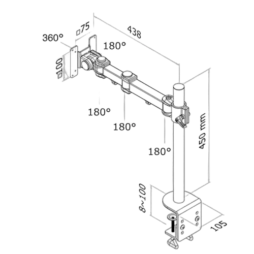 NewStar Desk Mount 10-30" Clamp FullMotion BLACK — vue 3
