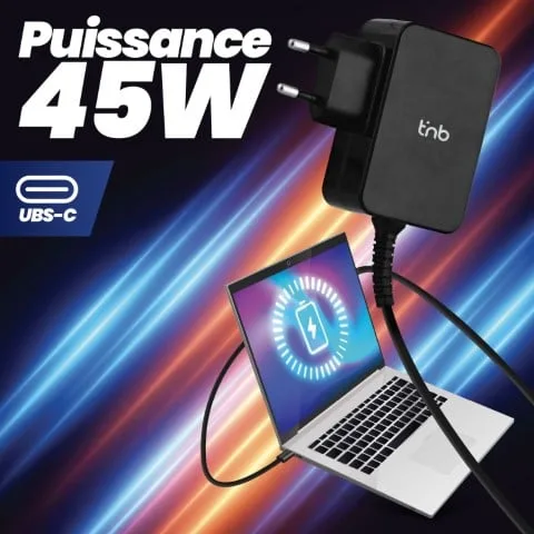 T'nB Chargeur universel USB-C - 45W - 1.8m - Noir — vue 4