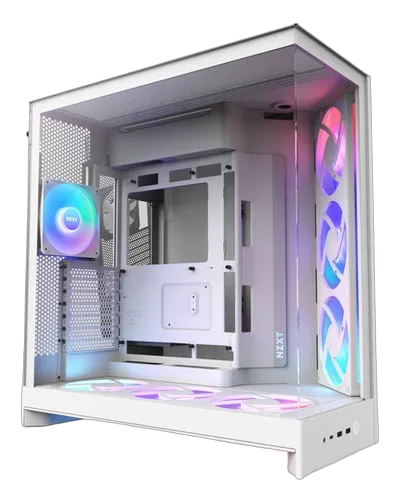 NZXT H9 Flow RGB+ Blanc - MT/Sans Alim/E-ATX — vue 1