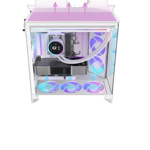 NZXT H9 Flow RGB Blanc - MT/Sans Alim/E-ATX — vue 10