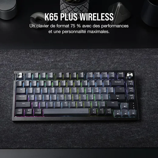 Corsair K65 Plus MLX Fusion 75% - Mécanique - Sans-Fil - RGB - Noir — vue 3