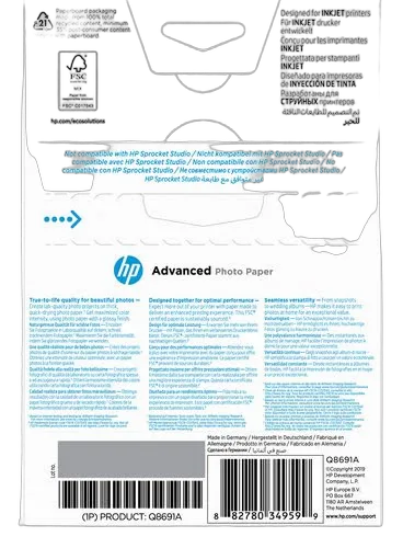 HP Paper Photo/Adv Glossy 10x15 bdl 25sh — vue 3