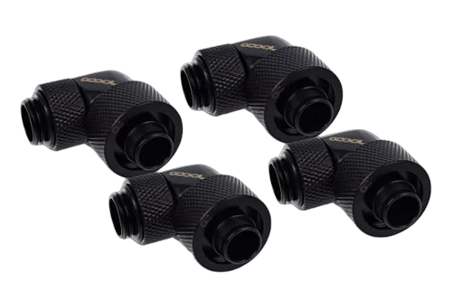 Alphacool Eiszapfen fitting compression - 16/10mm - 90° rotatif G1/4 - Pack de 4 - Noir — vue 1