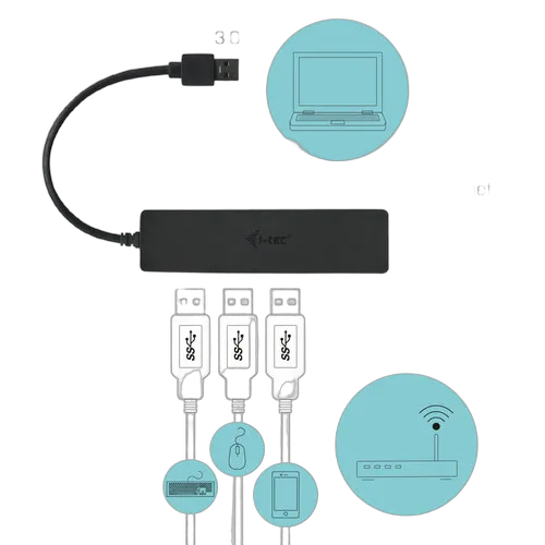 I-TEC USB 3.0 Slim HUB 3 Port with Gigabit Ethernet Adapter ideal for Notebook Ultrabook Tablet PC s — vue 3