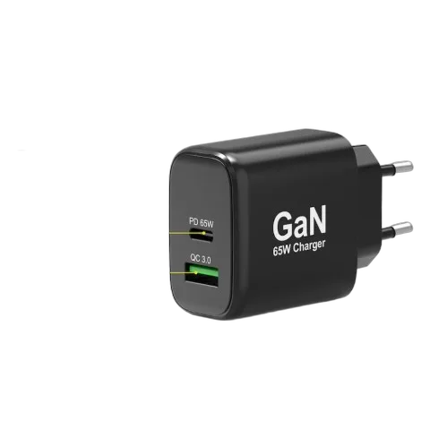 Port Chargeur mural GaN 65W - USB-C/USB-A - Noir — vue 3