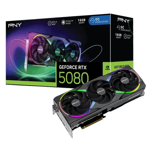 PNY RTX 5080 16GB ARGB Overclocked Triple Fan — vue 1