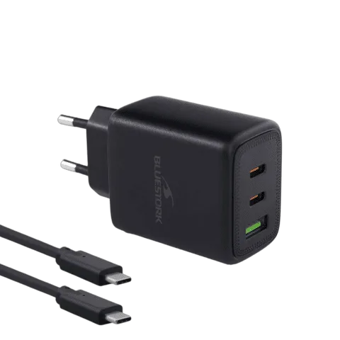 Chargeur 65W PD - 3 ports + Câble USB-C 2m - Noir
