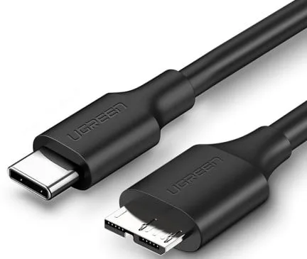 Câble USB-C vers Micro B/3A/PVC/ABS/1m/Noir