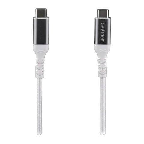 T'nB Câble USB-C vers USB-C - 100W - Tressé - 2m - Blanc — vue 1