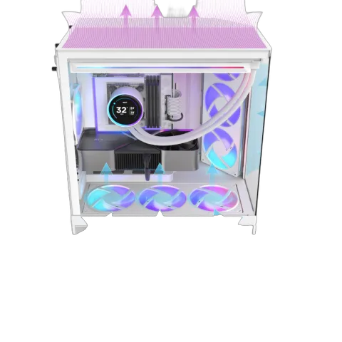 NZXT H9 Flow RGB+ Blanc - MT/Sans Alim/E-ATX — vue 9