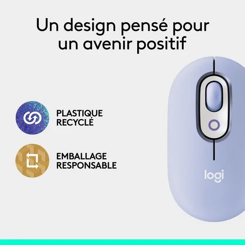 Logitech Pop Mouse - Sans fil - Lilas — vue 13