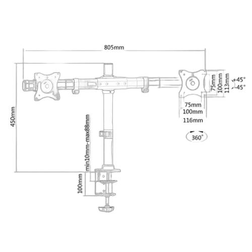 NewStar FlatScreen Desk Mount 10-27" — vue 3