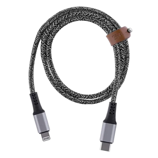 Câble USB-C/Lightning - 1,5m - nylon RPET - Noir