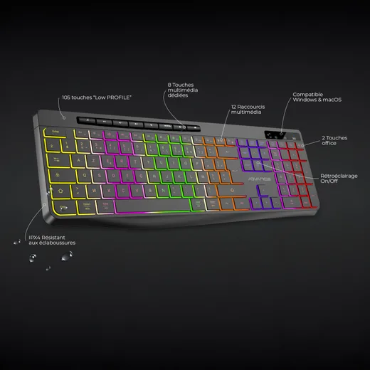 Advance R-Type Wireless - Membrane - Sans-Fil - RGB - Noir — vue 4