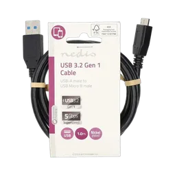 Nedis Câble USB-A vers USB Micro-B mâle/mâle - 1m - Noir