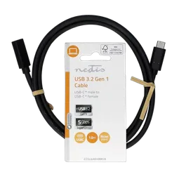 Nedis Câble USB-C 3.2 mâle/femelle - 60W - 1m - Noir